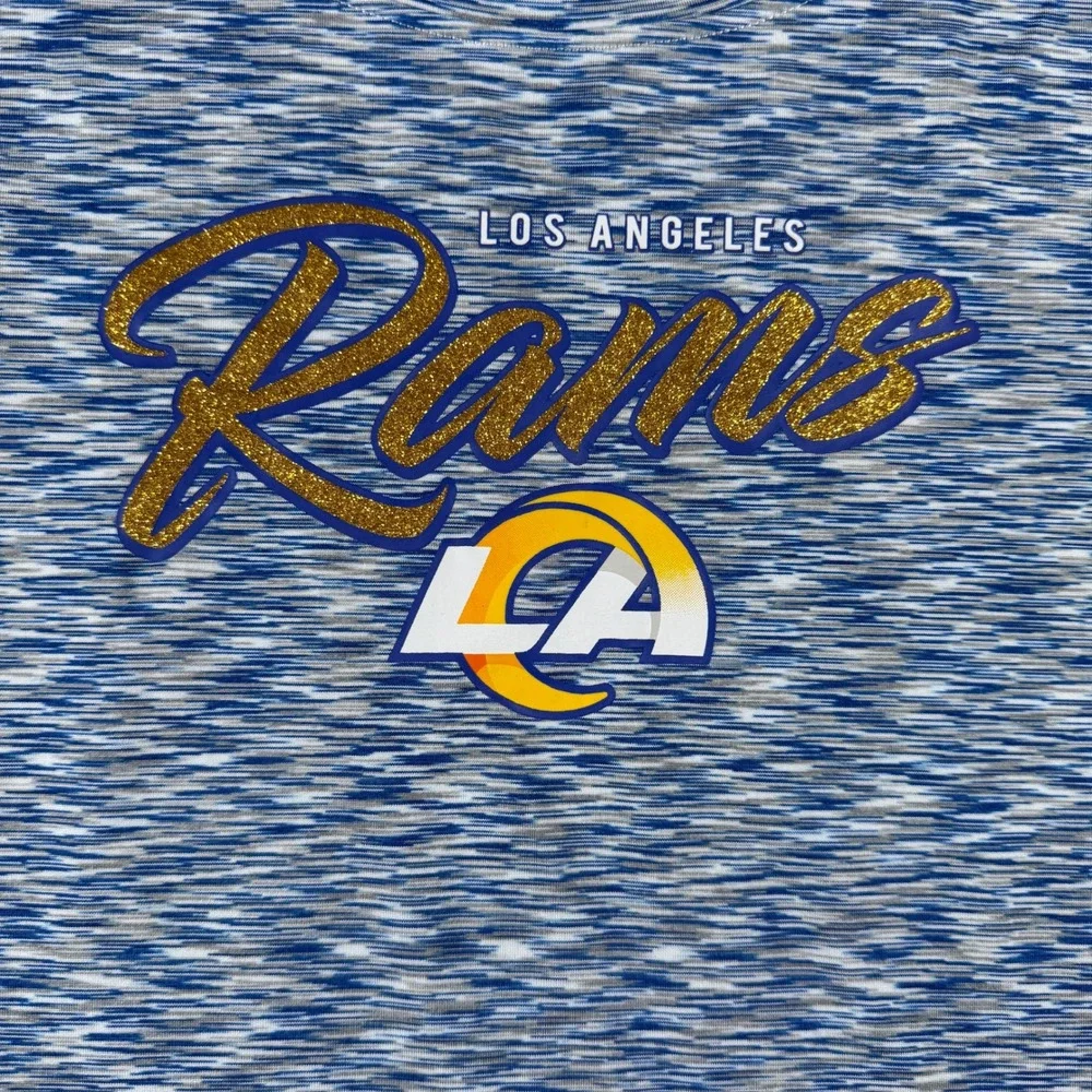 NFL Los Angeles Rams Womens Blue‎ Space Dye Glitter Graphic T-Shirt New Medium